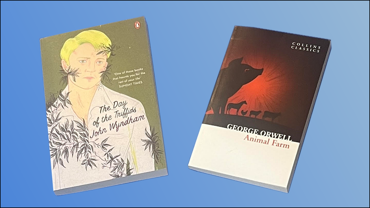 A photo of the paperback novels The Day of the Triffids and Animal Farm